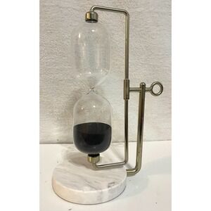 vintage hourglass sand timer with marble base And Brass Hardware See Details